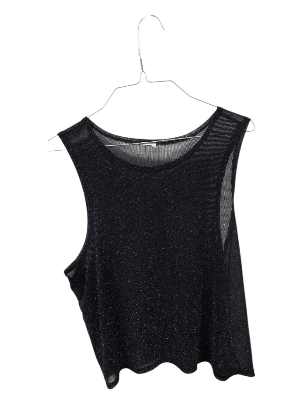 Black Sleeveless Shimmer Tank Top Large